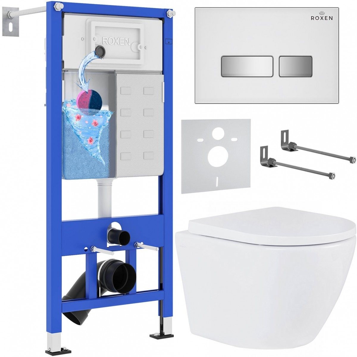 Комплект инсталляции Roxen StounFix Dual Fresh 634261 белый, с аромадозатором Комплект инсталляции Roxen StounFix Dual Fresh 634261 белый, с аромадозатором
