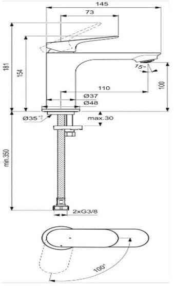 Смеситель для умывальника Ideal Standard CeraLife O BE006AA хром Смеситель для умывальника Ideal Standard CeraLife O BE006AA хром