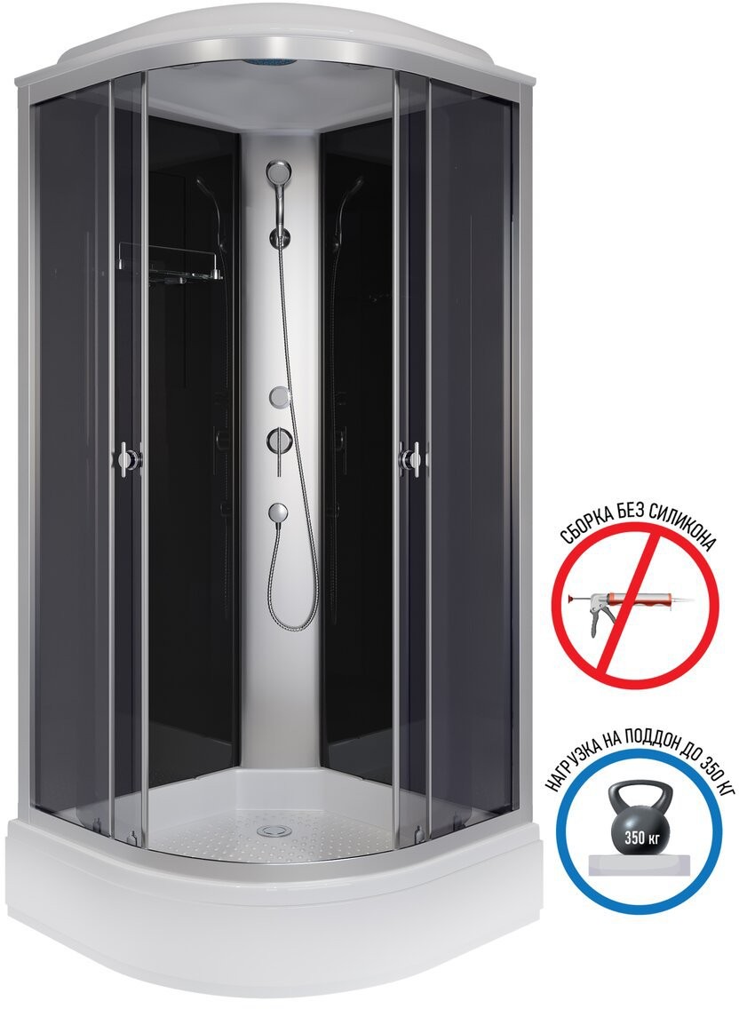 Душевая кабина Niagara Eco E100/26/TN 100x100 стекла тонированные, профиль хром Душевая кабина Niagara Eco E100/26/TN 100x100 стекла тонированные, профиль хром