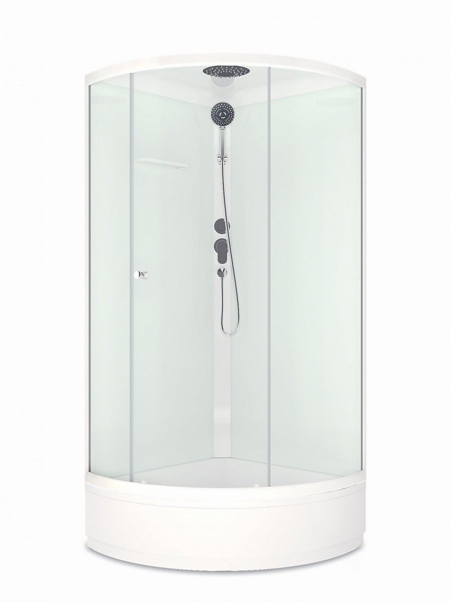Душевая кабина Domani-Spa Simple 99 mid V1.2 90x90 стекла прозрачные, профиль белый Душевая кабина Domani-Spa Simple 99 mid V1.2 90x90 стекла прозрачные, профиль белый