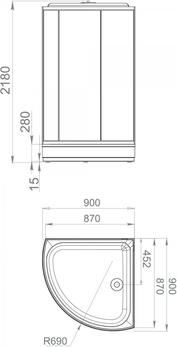Душевая кабина Domani-Spa Simple 99 mid V1.2 90x90 стекла прозрачные, профиль белый Душевая кабина Domani-Spa Simple 99 mid V1.2 90x90 стекла прозрачные, профиль белый