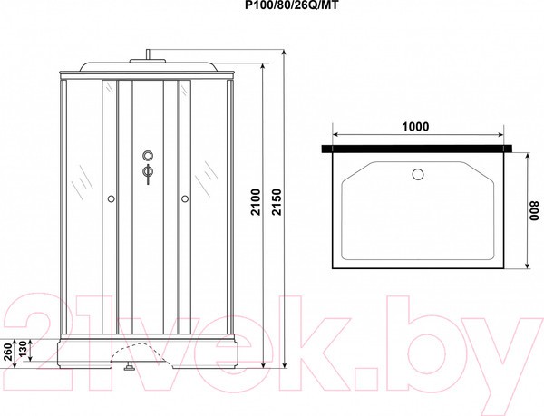 Душевая кабина Niagara Promo P100/80/26Q/MT 100x80x215 Душевая кабина Niagara Promo P100/80/26Q/MT 100x80x215