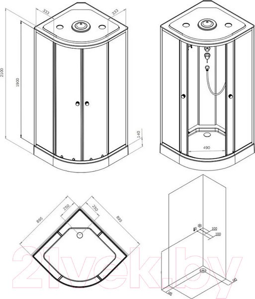 Душевая кабина AM.PM X-Joy 90x90 / W94C-401-090BT (черный матовый/прозрачное стекло) Душевая кабина AM.PM X-Joy 90x90 / W94C-401-090BT (черный матовый/прозрачное стекло)