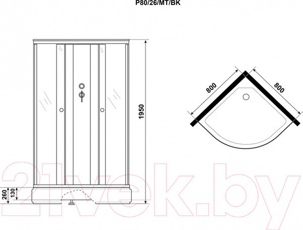 Душевая кабина Niagara Promo P80/26/MT/BK 80x80x195 Душевая кабина Niagara Promo P80/26/MT/BK 80x80x195