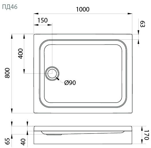 Душевой поддон Тритон ПД46 100x80 белый Душевой поддон Тритон ПД46 100x80 белый