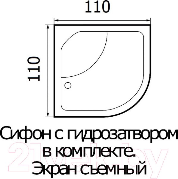 Душевой поддон Wemor 110/110/55 C (полукруг) Душевой поддон Wemor 110/110/55 C (полукруг)