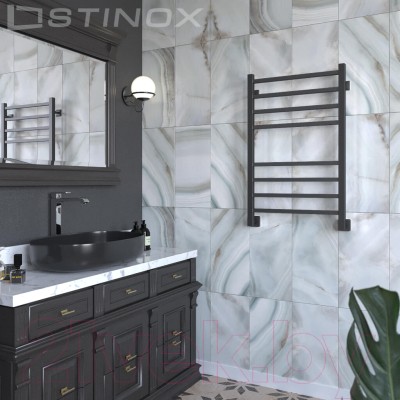 Полотенцесушитель водяной Stinox Quatro 50x80 / qu80 Ral 9005 (черный матовый) Полотенцесушитель водяной Stinox Quatro 50x80 / qu80 Ral 9005 (черный матовый)