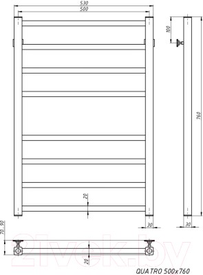 Полотенцесушитель водяной Stinox Quatro 50x80 / qu80 Ral 9005 (черный матовый) Полотенцесушитель водяной Stinox Quatro 50x80 / qu80 Ral 9005 (черный матовый)