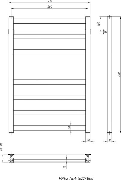 Полотенцесушитель водяной Stinox Prestige 50x80 / pr80bral9005-1 (черный матовый) Полотенцесушитель водяной Stinox Prestige 50x80 / pr80bral9005-1 (черный матовый)