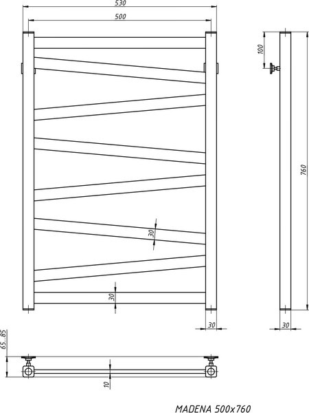 Полотенцесушитель водяной Stinox Madena 50x80 / mad80ral9005 (черный матовый) Полотенцесушитель водяной Stinox Madena 50x80 / mad80ral9005 (черный матовый)