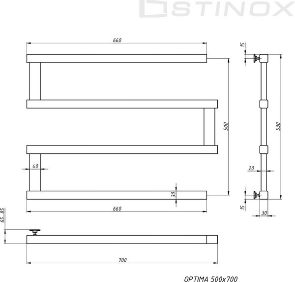 Полотенцесушитель водяной Stinox Optima 50x70 / op70ral9003 (белый матовый) Полотенцесушитель водяной Stinox Optima 50x70 / op70ral9003 (белый матовый)