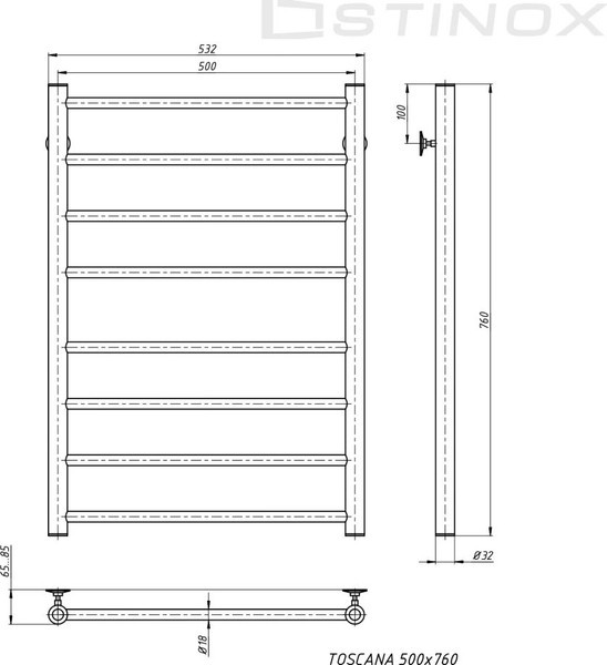 Полотенцесушитель водяной Stinox Toscana 50x80 / tos80s (сатин) Полотенцесушитель водяной Stinox Toscana 50x80 / tos80s (сатин)