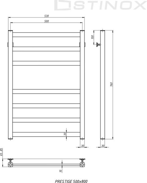 Полотенцесушитель водяной Stinox Prestige 50x80 / pr80bral9003-1 (белый матовый) Полотенцесушитель водяной Stinox Prestige 50x80 / pr80bral9003-1 (белый матовый)