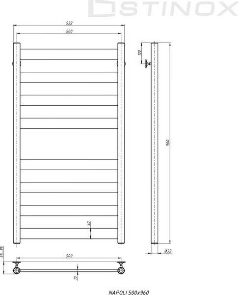 Полотенцесушитель водяной Stinox Napoli 50x100 / nap100ral9005-1 (черный матовый) Полотенцесушитель водяной Stinox Napoli 50x100 / nap100ral9005-1 (черный матовый)