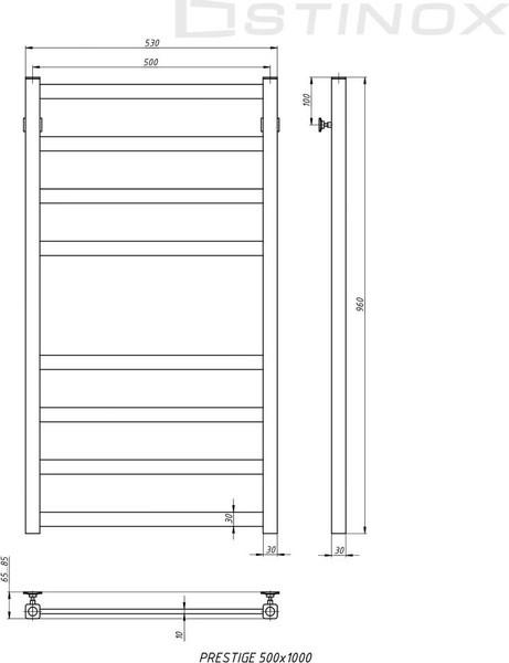 Полотенцесушитель водяной Stinox Prestige 50x100 / pr100pral9005 (черный матовый) Полотенцесушитель водяной Stinox Prestige 50x100 / pr100pral9005 (черный матовый)