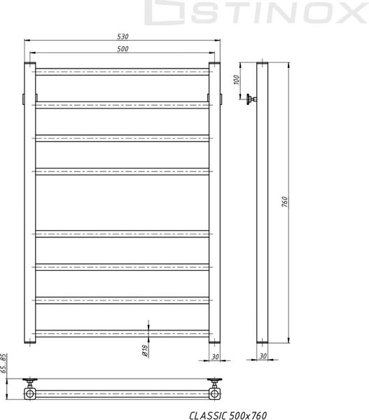 Полотенцесушитель водяной Stinox Classic 50x80 бп 50 / cl80bral9005-1 (черный матовый) Полотенцесушитель водяной Stinox Classic 50x80 бп 50 / cl80bral9005-1 (черный матовый)