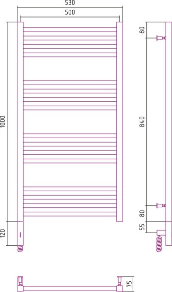 Полотенцесушитель электрический Сунержа Модус 3.0 100x50 / 00-5701-1050 Полотенцесушитель электрический Сунержа Модус 3.0 100x50 / 00-5701-1050