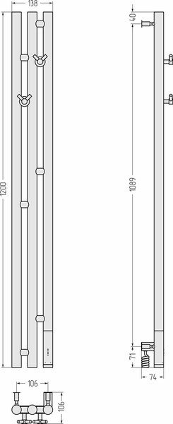 Полотенцесушитель электрический Сунержа Терция 3.0 120x10.6 / 032-5845-1211 Полотенцесушитель электрический Сунержа Терция 3.0 120x10.6 / 032-5845-1211