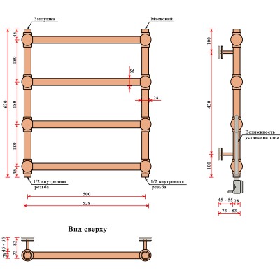 Полотенцесушитель водяной Fincopper FCR 63x50 Ral 9016 (нижнее подключение, белый) Полотенцесушитель водяной Fincopper FCR 63x50 Ral 9016 (нижнее подключение, белый)
