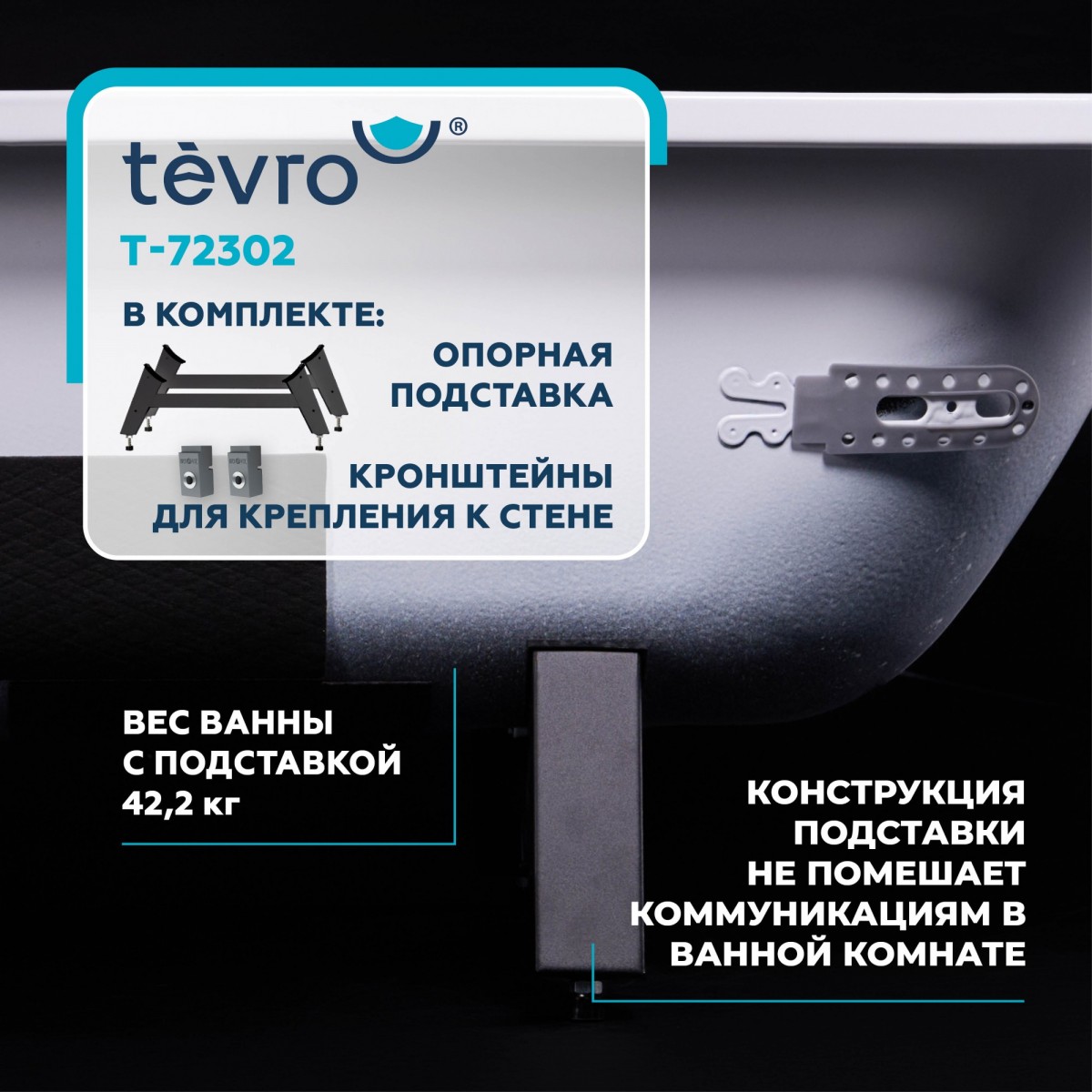 Ванна стальная VIZ Tevro Тонда 170x75 с опорой Ванна стальная VIZ Tevro Тонда 170x75 с опорой