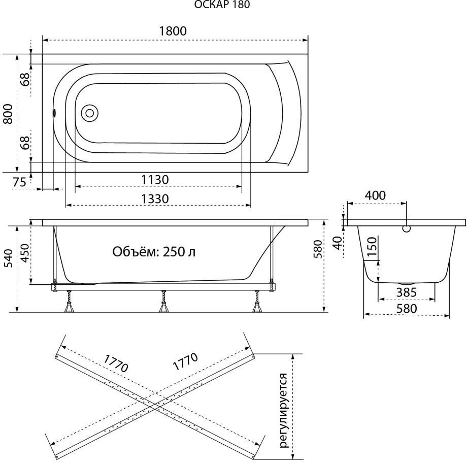 Ванна акриловая Triton Оскар 180x80 Ванна акриловая Triton Оскар 180x80