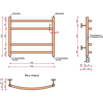 Полотенцесушитель водяной Fincopper FC 45x50 Ral 9005 (нижнее подключение, черный) Полотенцесушитель водяной Fincopper FC 45x50 Ral 9005 (нижнее подключение, черный)
