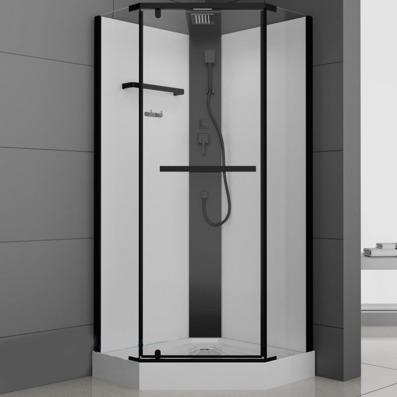 Душевая кабина Oda H101B 100x100 без крыши, стекла прозрачные, профиль черный Душевая кабина Oda H101B 100x100 без крыши, стекла прозрачные, профиль черный