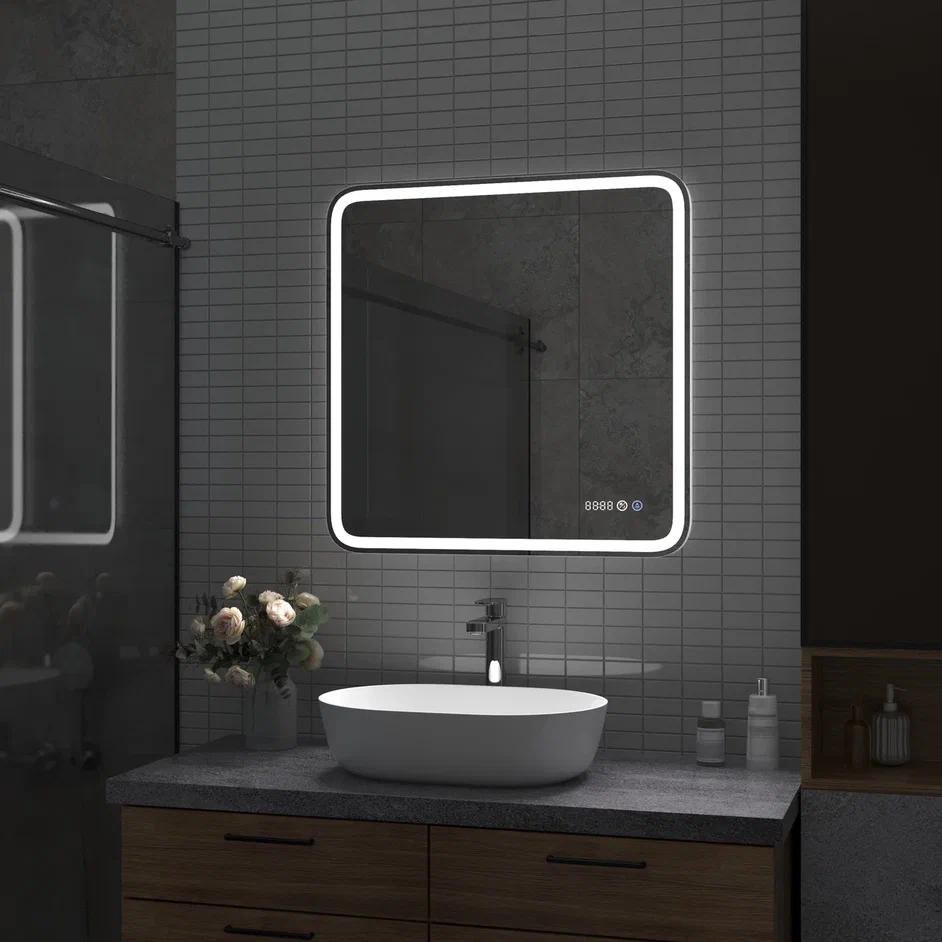 Зеркало Континент Russo LED 70x70 с подогревом и часами Зеркало Континент Russo LED 70x70 с подогревом и часами