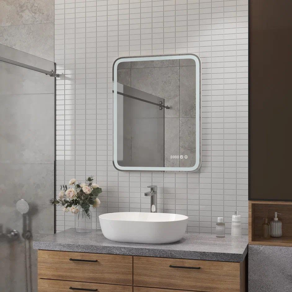 Зеркало Континент Russo LED 60x70 с подогревом и часами Зеркало Континент Russo LED 60x70 с подогревом и часами