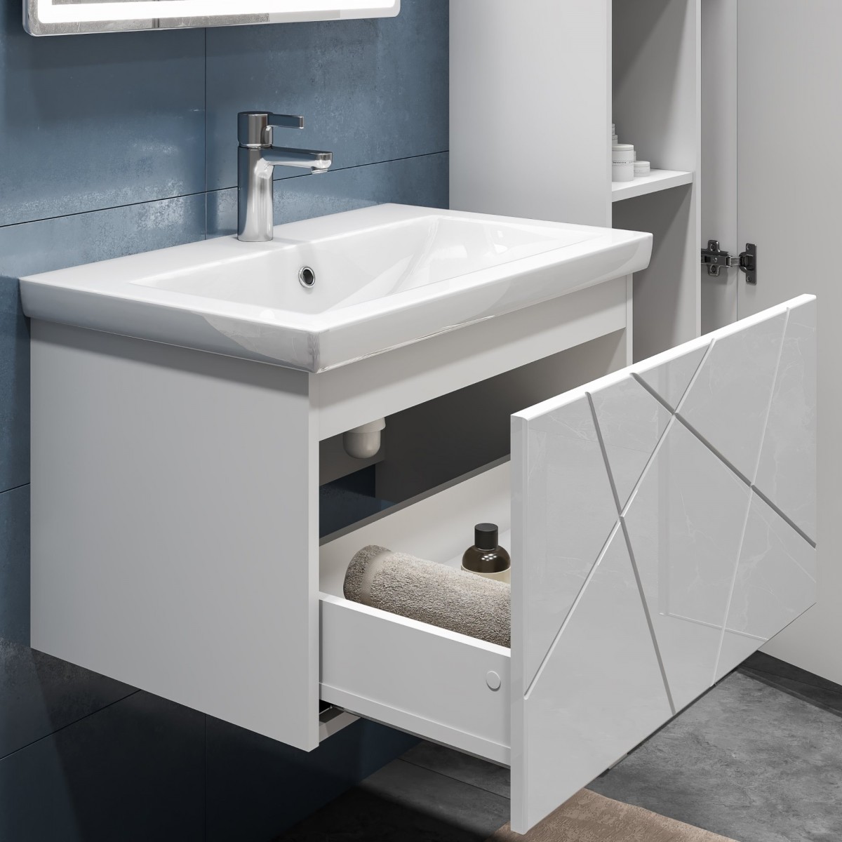 Тумба Vigo Geometry 700-0-1 под умывальник Como, белый Тумба Vigo Geometry 700-0-1 под умывальник Como, белый