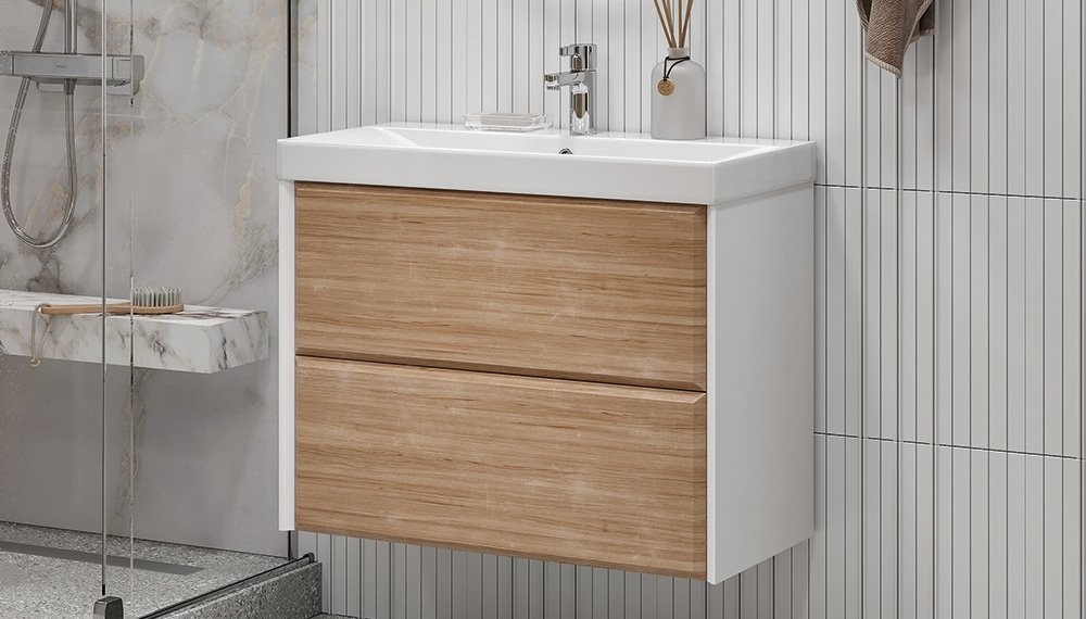 Тумба Velvex Gesso 800-0-2 под умывальник 9696 белый матовый/дуб сонома Тумба Velvex Gesso 800-0-2 под умывальник 9696 белый матовый/дуб сонома