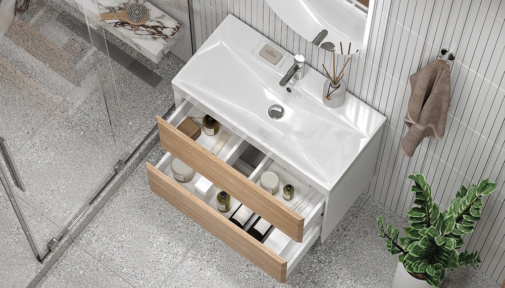 Тумба Velvex Gesso 800-0-2 под умывальник 9696 белый матовый/дуб сонома Тумба Velvex Gesso 800-0-2 под умывальник 9696 белый матовый/дуб сонома