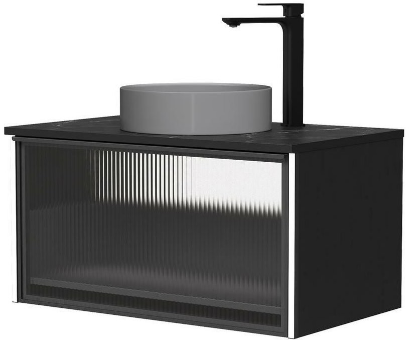 Тумба под умывальник Equil Stoune 80.1Y, со столешницей, с LED-подсветкой, дуб черный Тумба под умывальник Equil Stoune 80.1Y, со столешницей, с LED-подсветкой, дуб черный