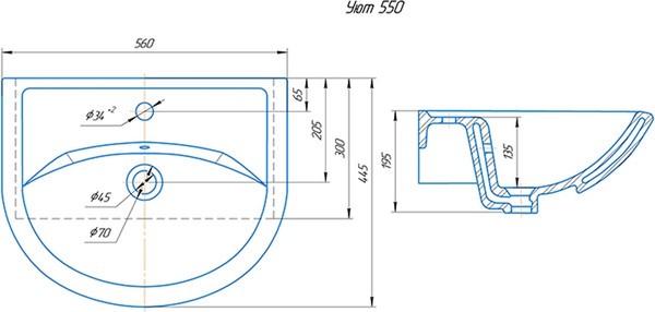 Тумба с умывальником Saniteco Astria 55 S0009T + Уют 55 Тумба с умывальником Saniteco Astria 55 S0009T + Уют 55