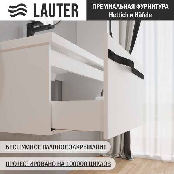 Тумба с умывальником Lauter Eva 69 (белый глянец/матовая черная сталь/искусственный мрамор) Тумба с умывальником Lauter Eva 69 (белый глянец/матовая черная сталь/искусственный мрамор)