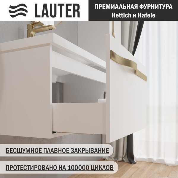 Тумба с умывальником Lauter Eva 69 (белый глянец/матовая золотая сталь/искусственный мрамор) Тумба с умывальником Lauter Eva 69 (белый глянец/матовая золотая сталь/искусственный мрамор)