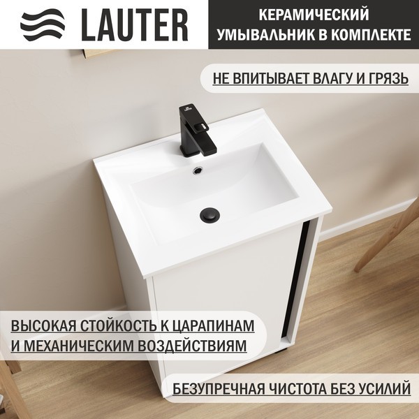 Тумба с умывальником Lauter Nika 49 (белый/черный) Тумба с умывальником Lauter Nika 49 (белый/черный)