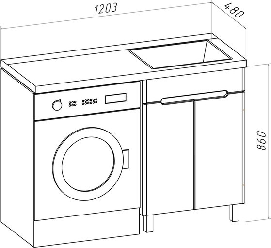 Тумба с умывальником Runo Парма 60 + Гамма 120 лайт с левым крылом (напольная) Тумба с умывальником Runo Парма 60 + Гамма 120 лайт с левым крылом (напольная)