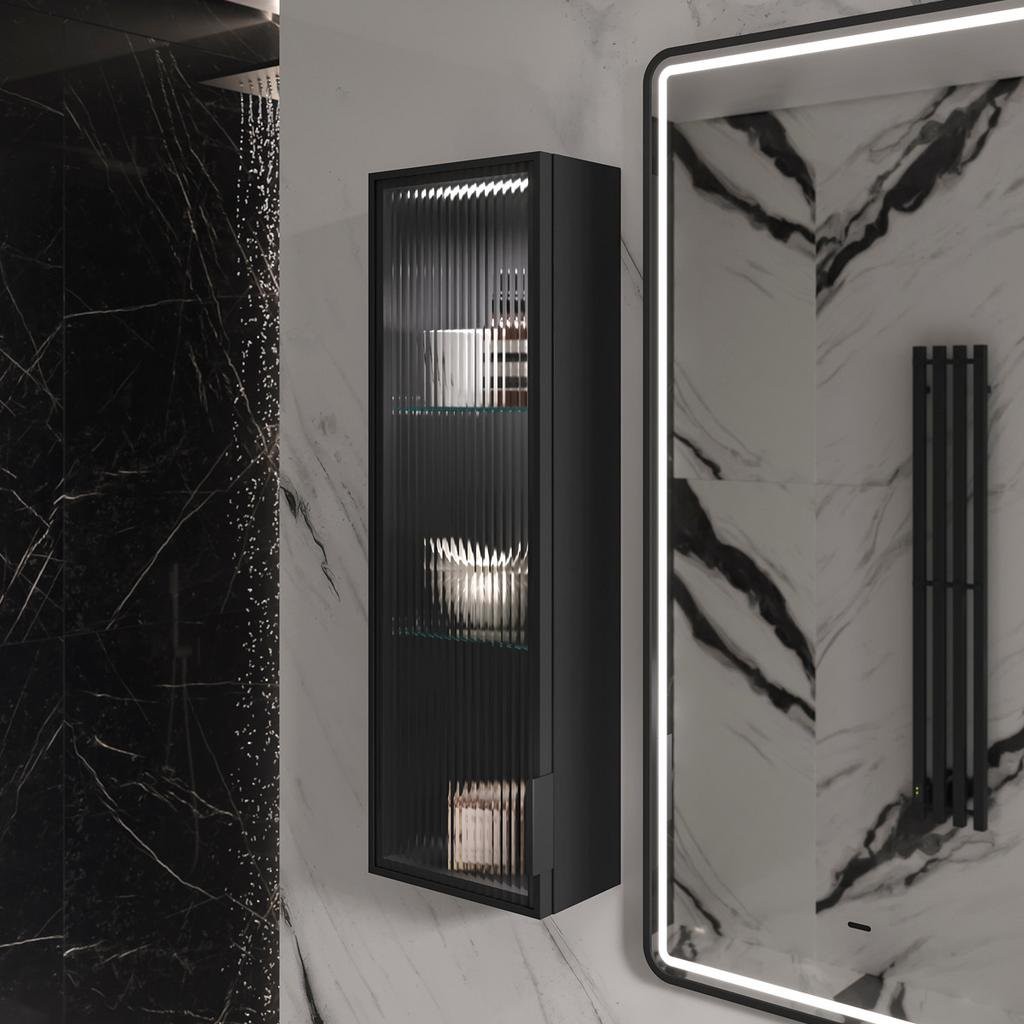 Шкаф-пенал Equil Stoune 25.1D, с LED-подсветкой, дуб черный Шкаф-пенал Equil Stoune 25.1D, с LED-подсветкой, дуб черный