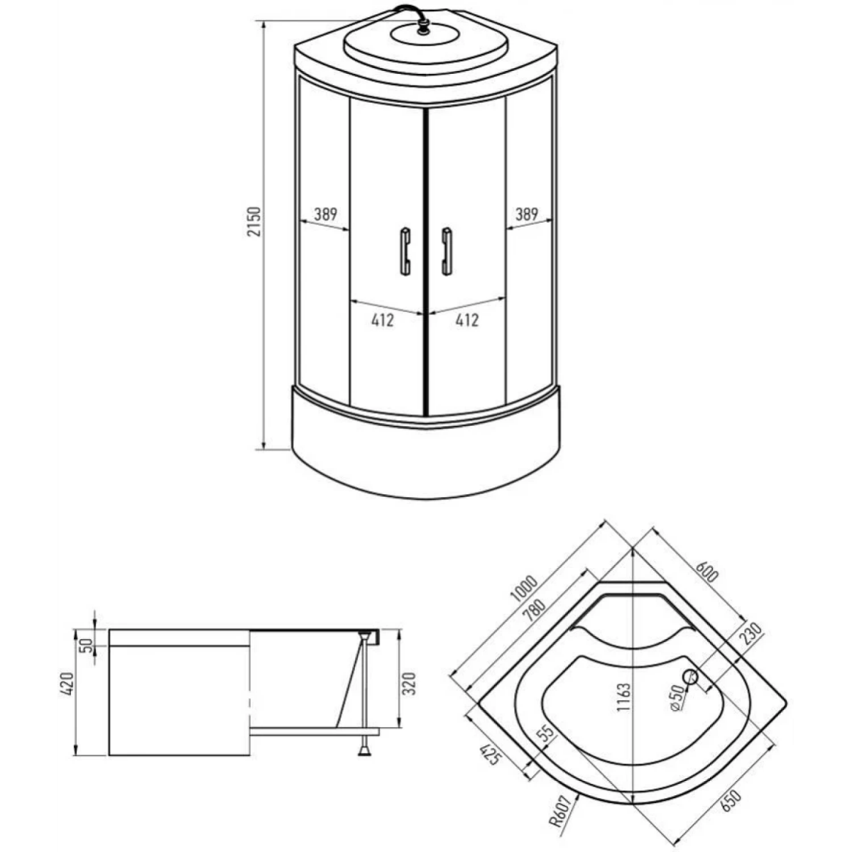 Душевая кабина Erlit ER3510TP-C2-RUS 100x100 Душевая кабина Erlit ER3510TP-C2-RUS 100x100