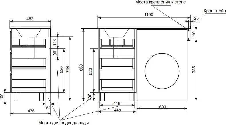 Тумба под умывальник Эстет Dallas Luxe 110x48.2 / ФР-00002014 Тумба под умывальник Эстет Dallas Luxe 110x48.2 / ФР-00002014