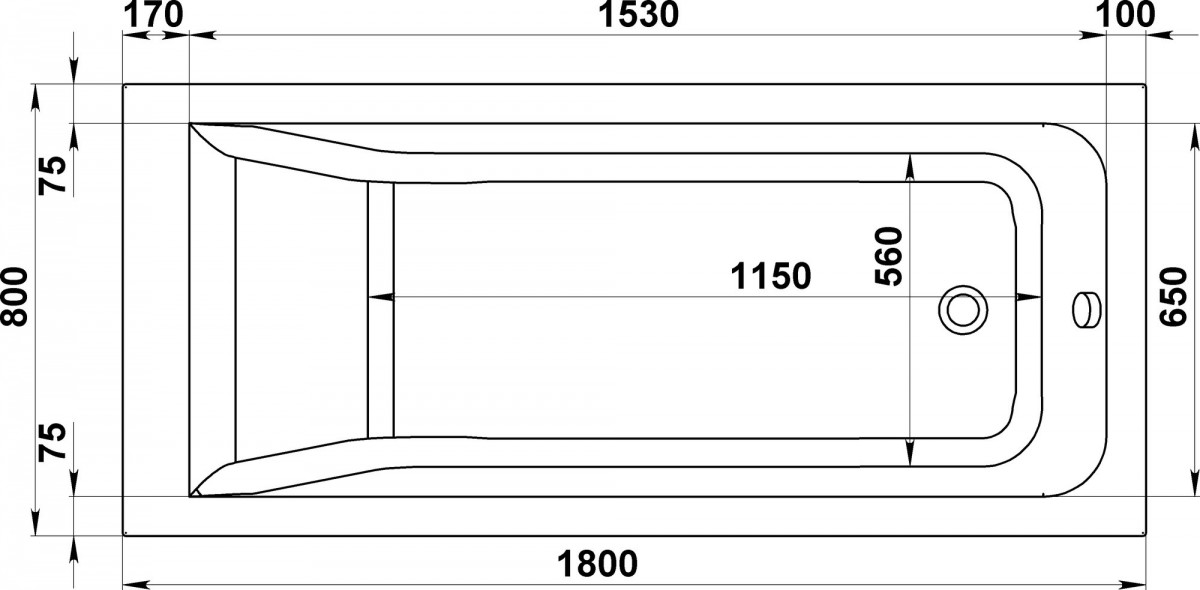 Ванна акриловая BAS Титан-PRO 180x80 без каркаса Ванна акриловая BAS Титан-PRO 180x80 без каркаса