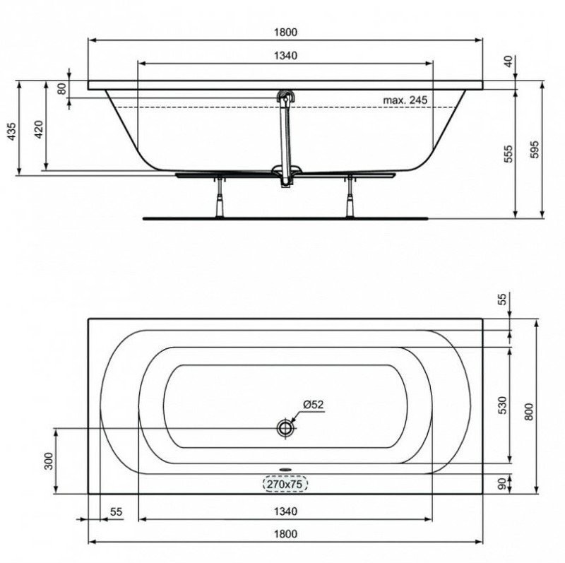 Ванна акриловая Ideal Standard Simplicity Duo W004601 180x80 белая Ванна акриловая Ideal Standard Simplicity Duo W004601 180x80 белая