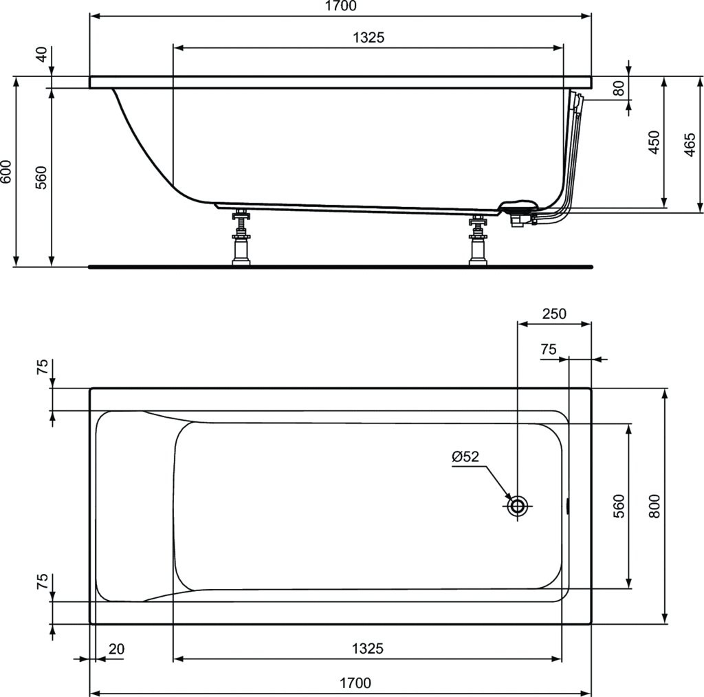 Ванна акриловая Ideal Standard Connect Air T362001 170x80 белая Ванна акриловая Ideal Standard Connect Air T362001 170x80 белая