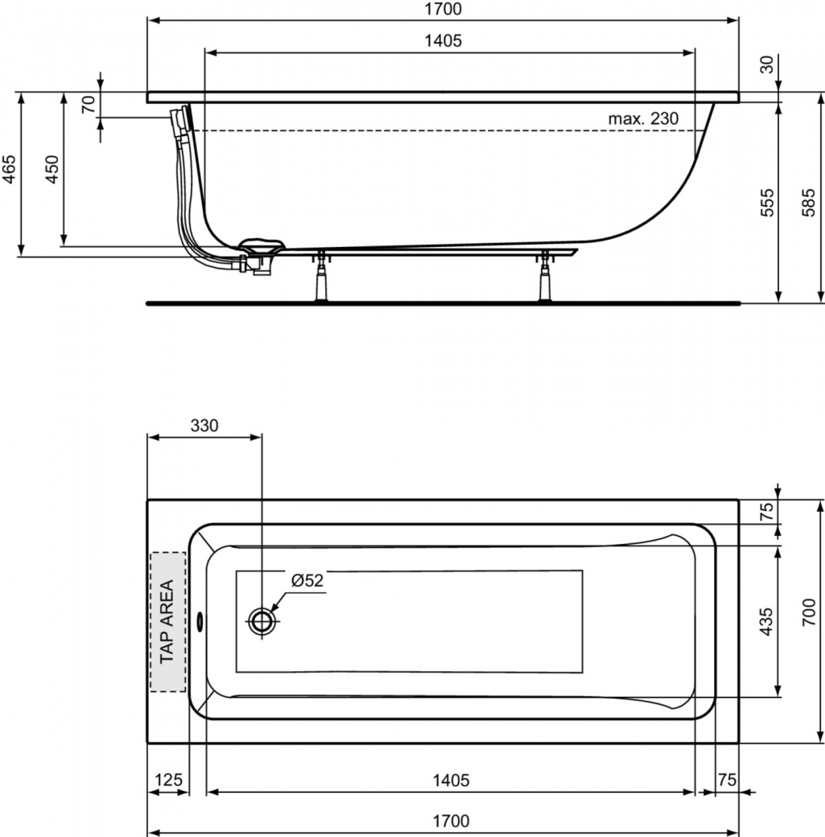 Ванна акриловая Ideal Standard La Dolce Vita T540201 170x70 белая Ванна акриловая Ideal Standard La Dolce Vita T540201 170x70 белая