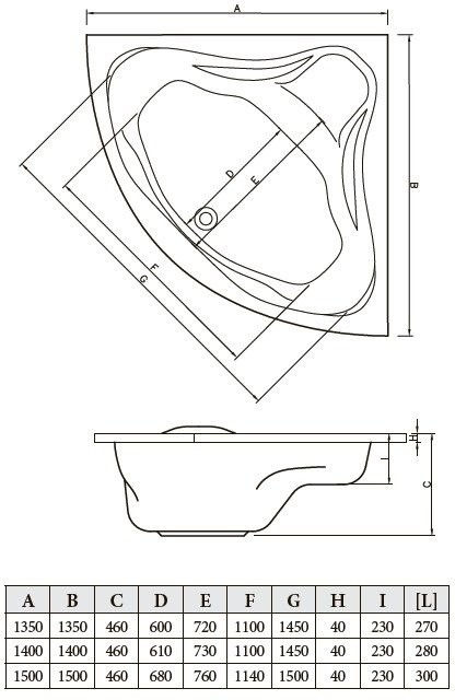Ванна акриловая Bonito Home (Banoperito) Andro 140x140 с ножками Ванна акриловая Bonito Home (Banoperito) Andro 140x140 с ножками