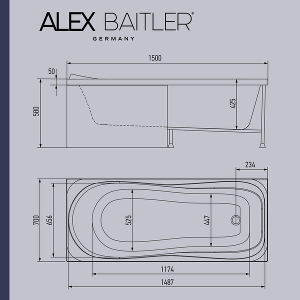Ванна акриловая Alex Baitler Saima 150x70 Ванна акриловая Alex Baitler Saima 150x70