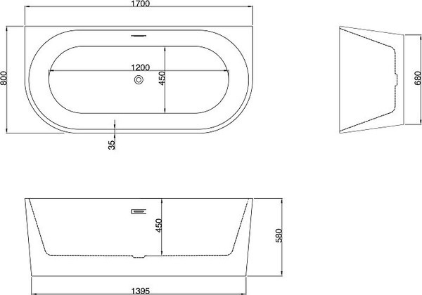 Ванна акриловая Grossman GR-17071 Cristal 170x80 Ванна акриловая Grossman GR-17071 Cristal 170x80