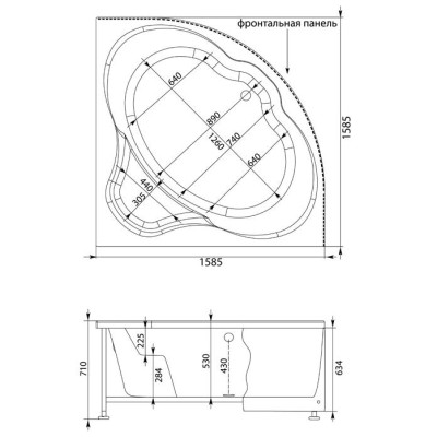 Ванна акриловая Aquanet Santiago 160x160 Ванна акриловая Aquanet Santiago 160x160