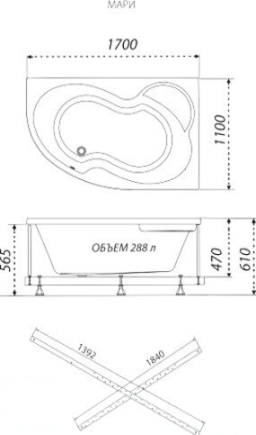 Ванна акриловая Triton Мари 170x110 R Релакс Flat (с гидромассажем) Ванна акриловая Triton Мари 170x110 R Релакс Flat (с гидромассажем)